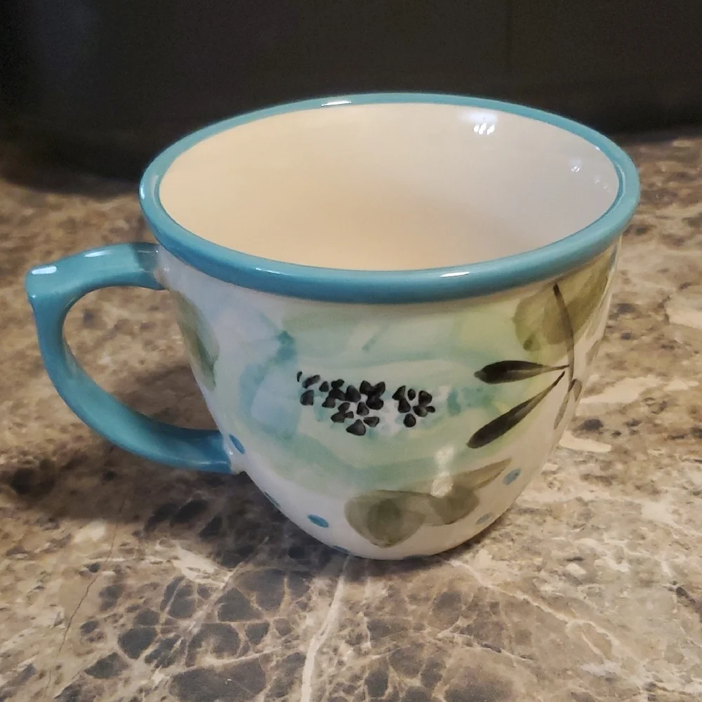 The Pioneer Woman Red Floral Mug with Blue Handle - Picture 2 of 3